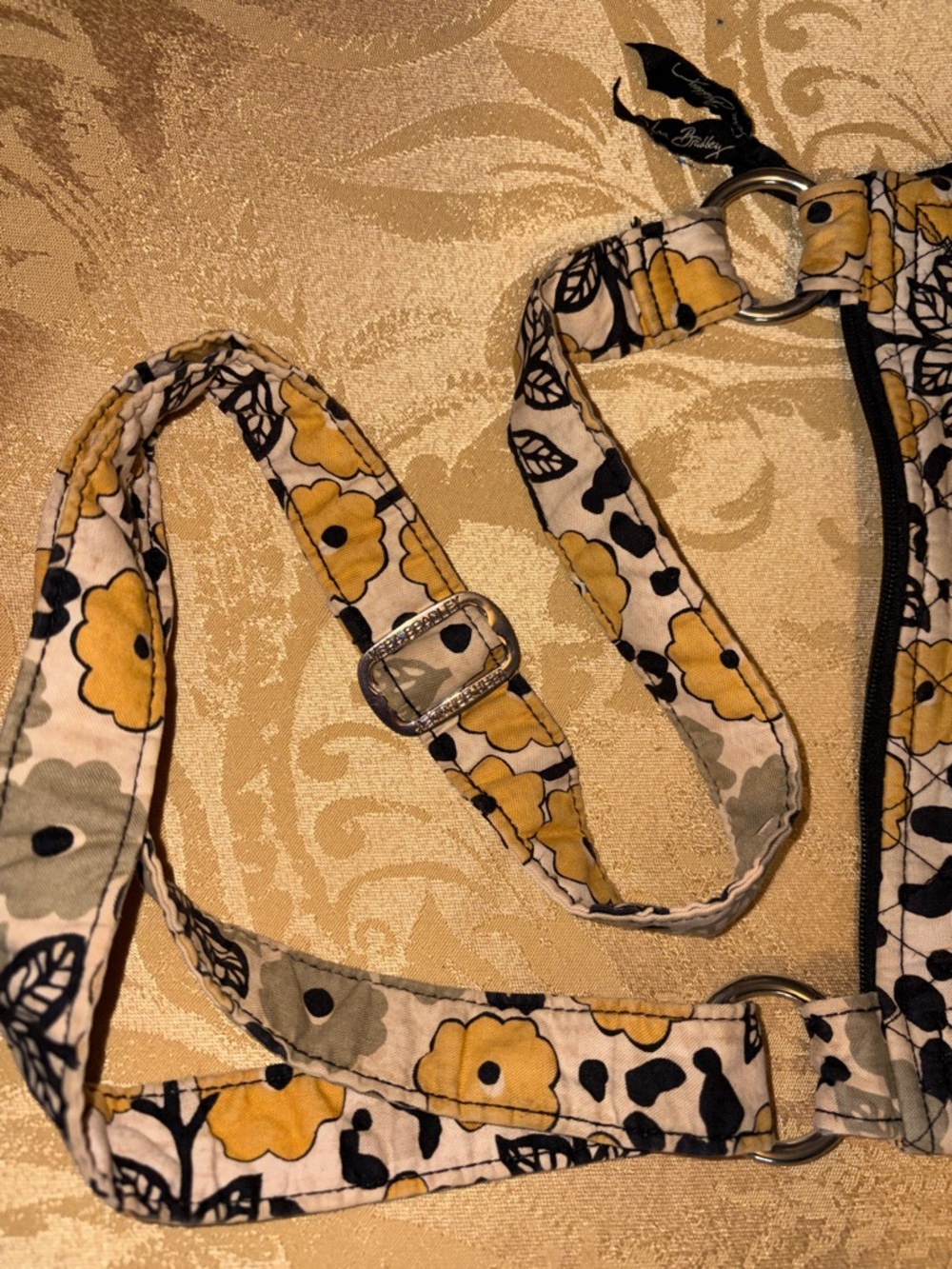 Vera Bradley Yellow Floral Quilted Crossbody with Black Accents - Picture 7 of 7